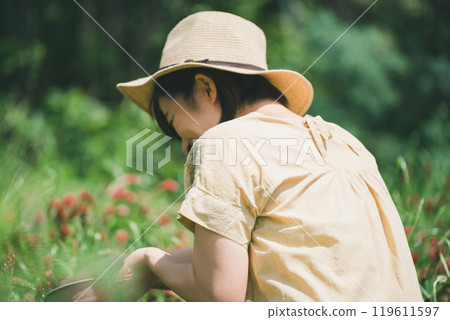 Strawberry candle flower picking 119611597