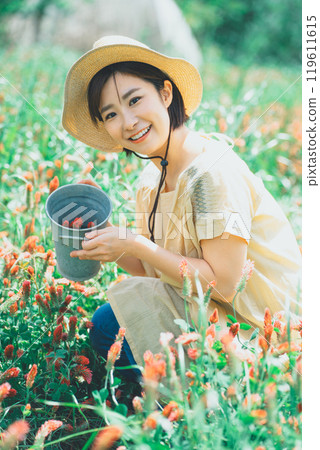 Strawberry candle flower picking 119611615