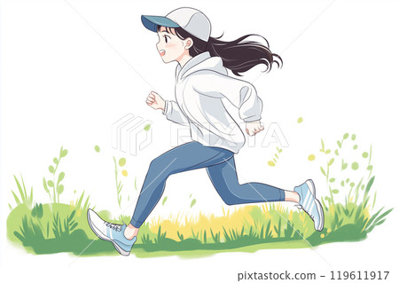 一個奔跑的女人的插圖 119611917