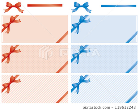 Set of coupons with red and blue ribbons 119612248