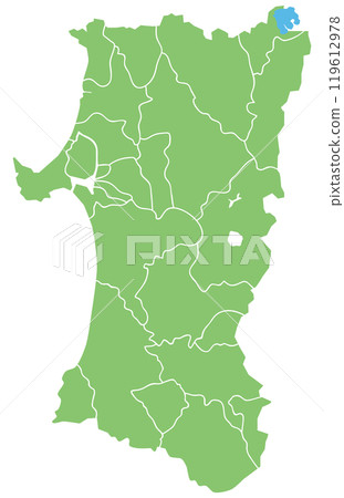 可分割的秋田縣地圖 可分割的秋田縣地圖 119612978