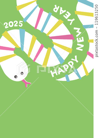 2025 Year of the Snake New Year's card template Colorful snake No greeting text/ 119613250