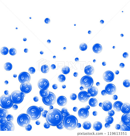 Magnesium round capsules scattered randomly. Beauty treatment and nutrition skin care. Medical and scientific background. Healthy life concept. Magnesium round capsules scattered randomly. Beauty treatment and nutrition skin care. Medical and scientific background. Healthy life concept. 119613351