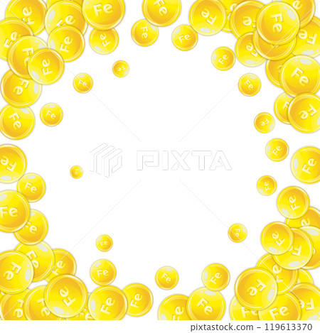 Ferritin round droplets scattered randomly. Beauty treatment and nutrition skin care. Medical and scientific background. Healthy life concept. Ferritin round droplets scattered randomly. Beauty treatment and nutrition skin care. Medical and scientific background. Healthy life concept. 119613370