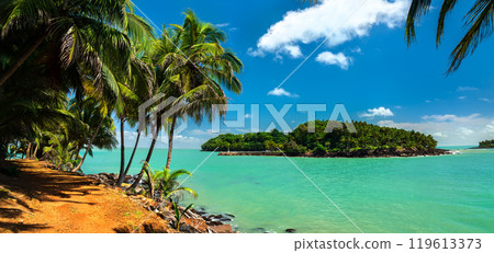 Scenic View of Isle Royale from Saint Joseph Island in the Salvation Islands, French Guiana, South America 119613373