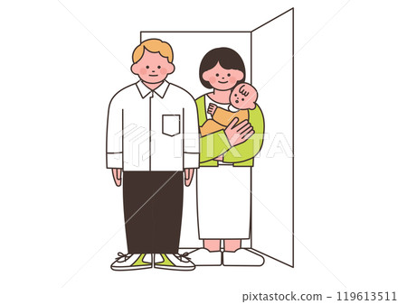 一對年輕夫婦搬到新房子的插圖 119613511