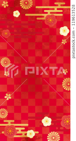 Red watercolor Japanese pattern background 119613528