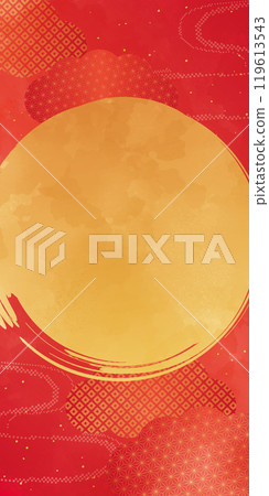 Red watercolor Japanese pattern background 119613543