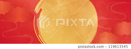 紅色水彩觸感日本圖案背景 119613545