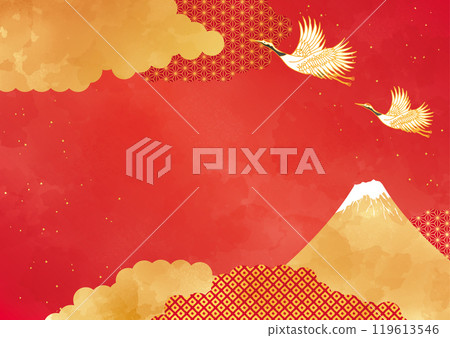 Red watercolor Japanese pattern background 119613546