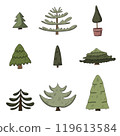 hand drawn Christmas and New year trees. 119613584