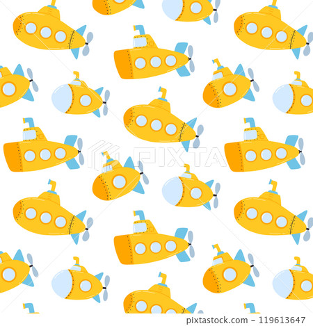 KIds pattern with a submarine. Simple seamless pattern with a submarine. Vector illustration. 119613647