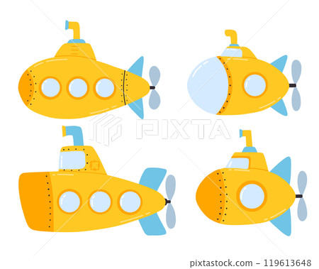 Set of submarines. Vector illustration. 119613648