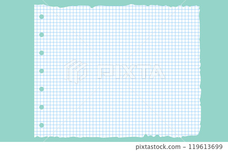 Graph paper. Printable lined and squared grid paper with color lines. Geometric background for school, textures, notebook, diary. Realistic ripped aged paper blank Graph paper. Printable lined and squared grid paper with color lines. Geometric background for school, textures, notebook, diary. Realistic ripped aged paper blank 119613699
