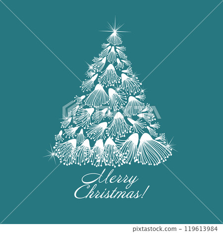 Snowy graphic tree. Christmas tree. Snow needles. Happy New Year . hand drawing. Not AI, Vector illustrations. Snowy graphic tree. Christmas tree. Snow needles. Happy New Year . hand drawing. Not AI, Vector illustrations. 119613984
