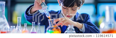 Student learning STEM concept in the classroom at a school 119614571