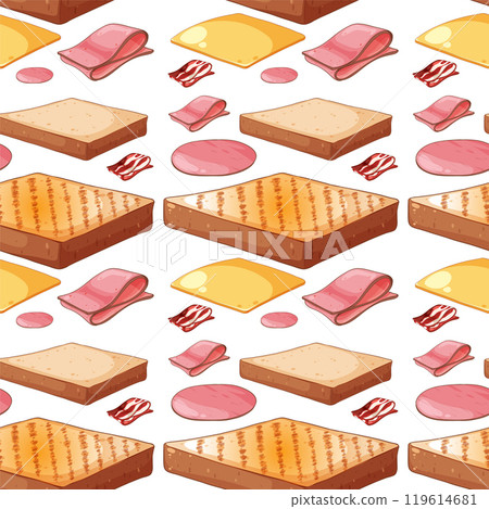 Seamless Sandwich Ingredients Pattern 119614681