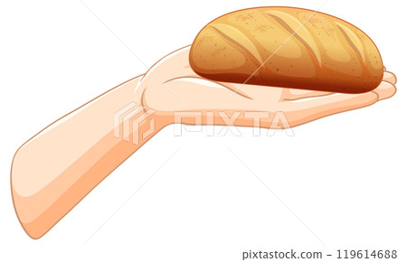 Hand Holding Freshly Baked Bread Hand Holding Freshly Baked Bread 119614688