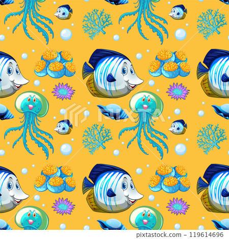 Colorful Underwater Marine Life Pattern 119614696