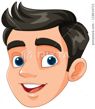 Smiling Cartoon Man's Face 119614721