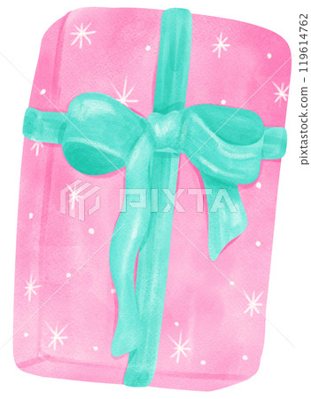 Preppy Coquette Christmas present gift pastel watercolor pink and mint green color Preppy Coquette Christmas present gift pastel watercolor pink and mint green color 119614762