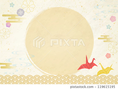 New Year's greetings: Origami cranes and Japanese-style background 119615195