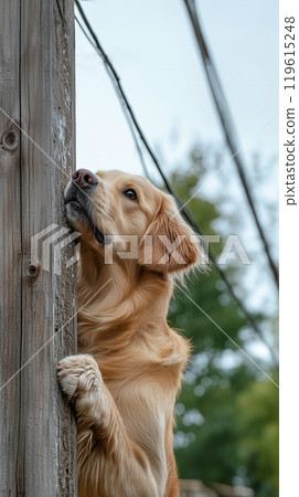 A dog waiting for its owner to return 119615248