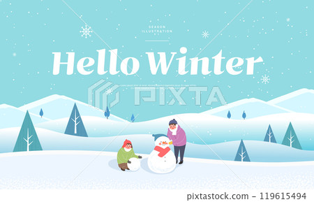 Winter emotional illustration. Web Banner. Pop-up Winter emotional illustration. Web Banner. Pop-up 119615494