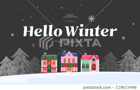 Winter emotional illustration. Web Banner. Pop-up Winter emotional illustration. Web Banner. Pop-up 119615496