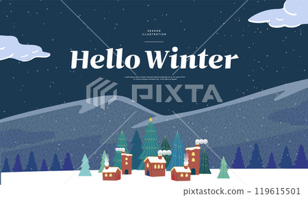 Winter emotional illustration. Web Banner. Pop-up Winter emotional illustration. Web Banner. Pop-up 119615501
