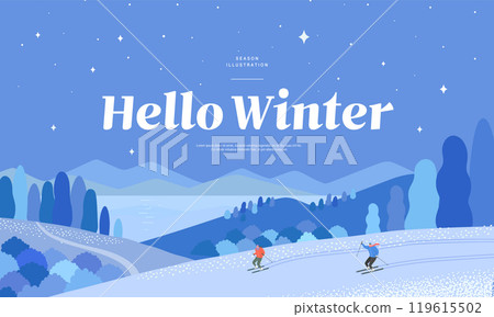 Winter emotional illustration. Web Banner. Pop-up Winter emotional illustration. Web Banner. Pop-up 119615502