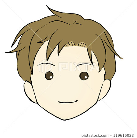 棕色頭髮男人的臉與主線的插圖 棕色頭髮男人的臉與主線的插圖 119616028