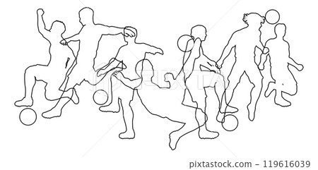 Soccer Football Players Male Men Silhouettes Group 119616039