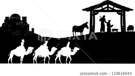 Christmas Nativity Scene Bethlehem Manger Wise Men Christmas Nativity Scene Bethlehem Manger Wise Men 119616043