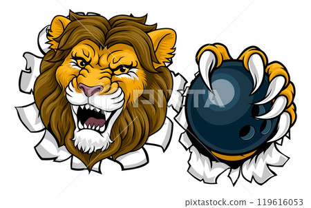 Lion Bowling Ball Animal Sports Team Mascot 119616053
