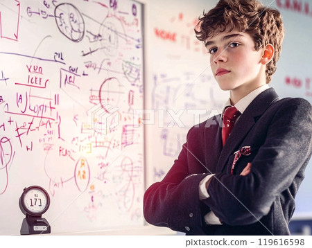 Cheerful student portrait photo at the school Cheerful student portrait photo at the school 119616598