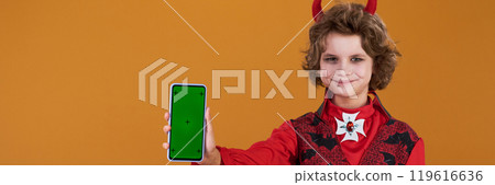 Halloween vampire showing green screen Halloween vampire showing green screen 119616636