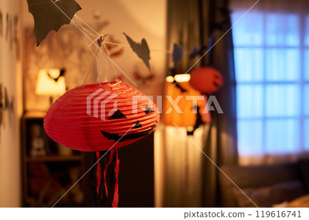 Orange pumpkin shaped paper lantern 119616741