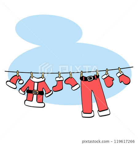 Santa's Clothesline for Christmas card illustration vector isolated on white background Santa's Clothesline for Christmas card illustration vector isolated on white background 119617266