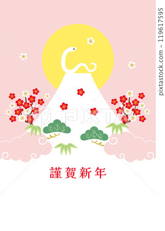 蛇年 - 新年賀卡模板 - 2 個向量 蛇年 - 新年賀卡模板 - 2 個向量 119617595