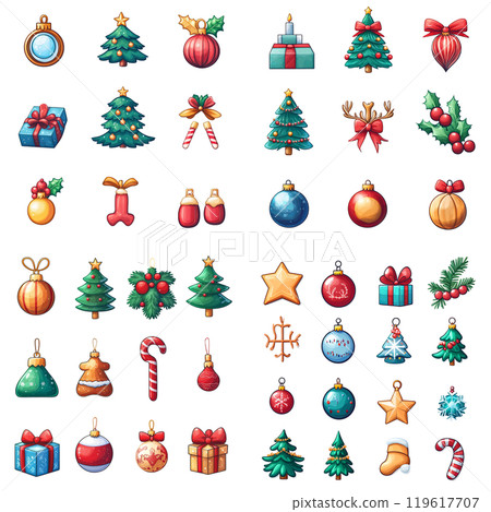 Generative ai illustration of a collection of christmas icons. 119617707