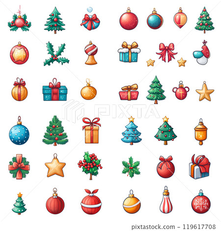 Generative ai illustration of a collection of christmas icons. 119617708