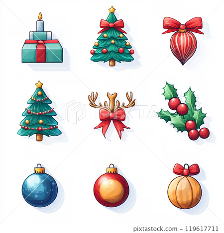 Generative ai illustration of a collection of christmas icons. 119617711