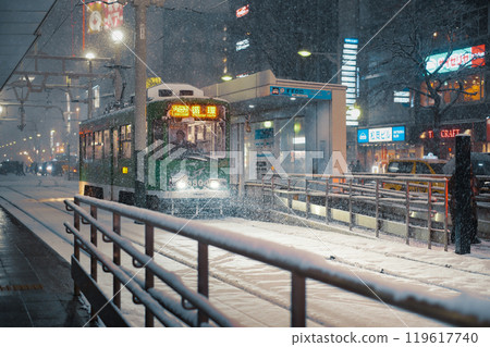 Scenery of snowy streets in Sapporo, Hokkaido, Japan, in winter Scenery of snowy streets in Sapporo, Hokkaido, Japan, in winter 119617740