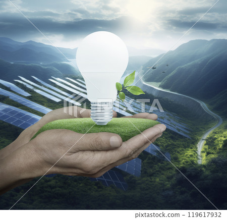 Green ecology and saving energy concept, Generative AI 119617932