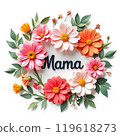Happy Mothers Day Design on Floral Background. Letters Mama 119618273