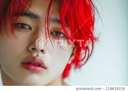 AI-generated image of a man having his hair colored at a salon 119618316
