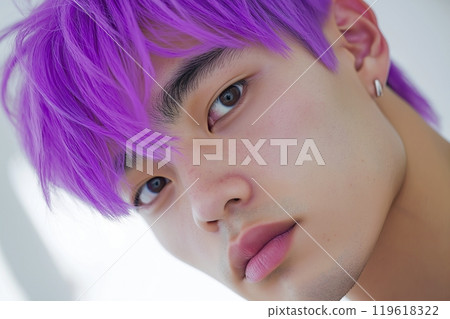 AI-generated image of a man having his hair colored at a salon 119618322