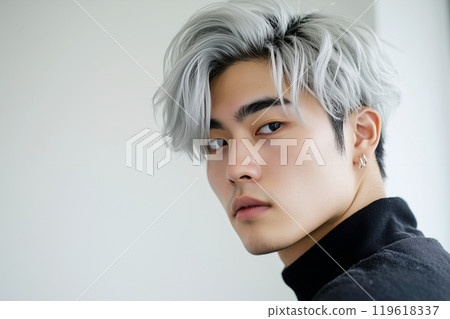 AI-generated image of a man having his hair colored at a salon 119618337