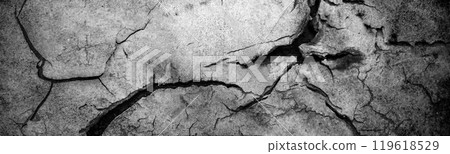 Surface of white concrete wall with cracks and holes. Abstract pattern of concrete wall 119618529